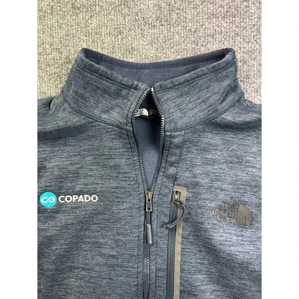 The North Face Full Zip Jacket Mens Large Blue Fleece Logo Patch Heathered